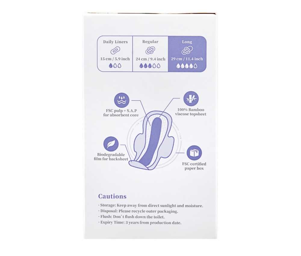 Bamboo Sanitary Pads - Long - Night