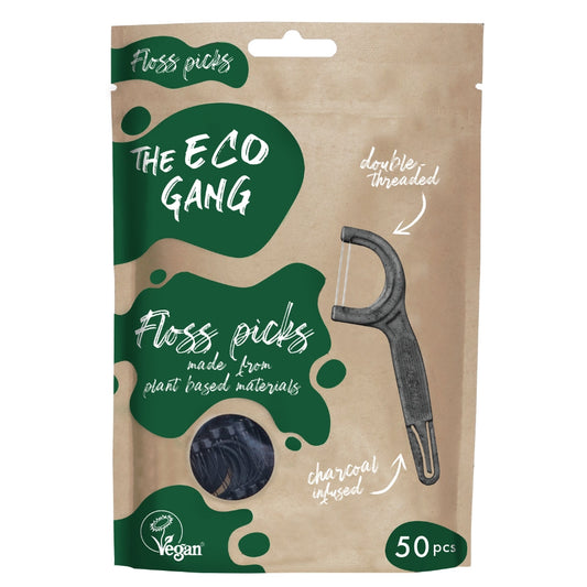 Floss Picks Charcoal 50Pcs